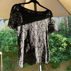 ZARA WOMENS TOP BLACK LACE DETAIL SIZE MEDIUM